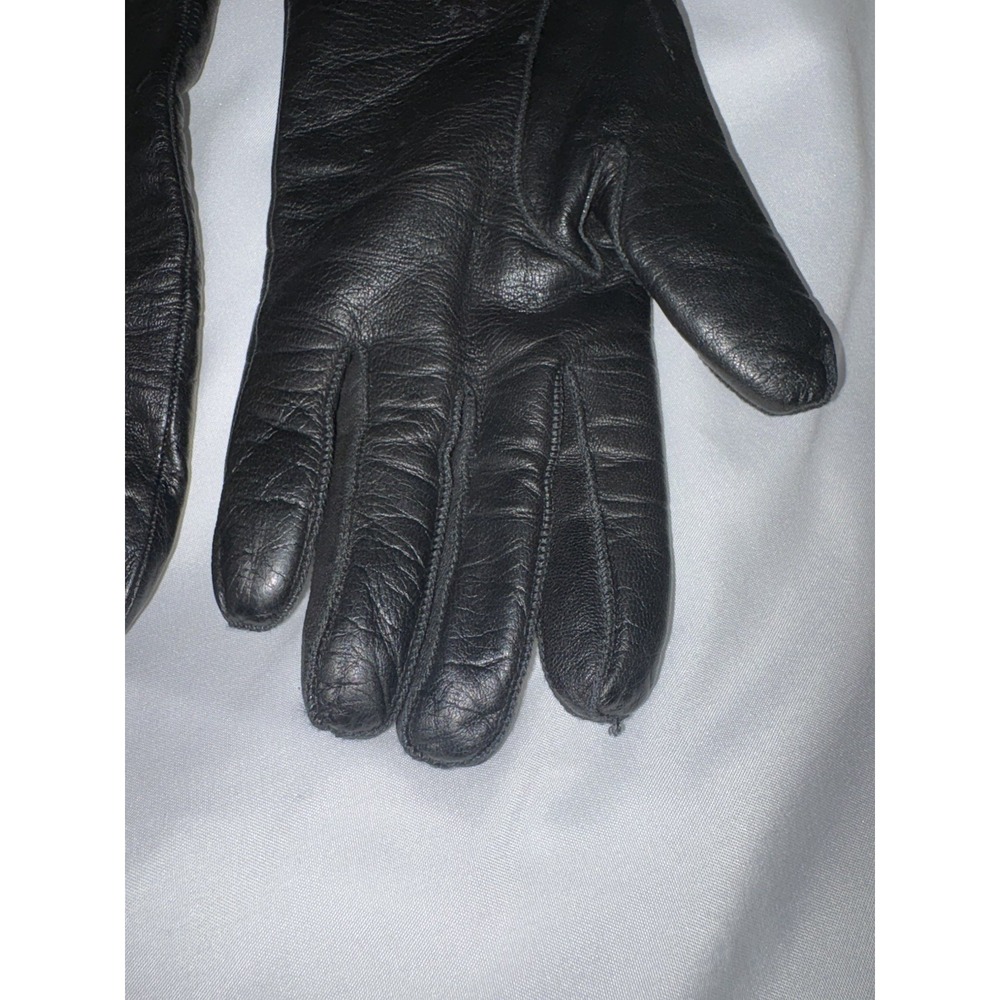 VintageWomen's Coach Black 100% Leather Gloves ,Size 8 -Lined 100% Cashmere - Picture 5 of 15